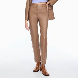 Wilfred Camel Faux-Leather Straight Leg Pants